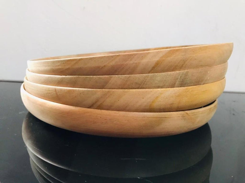 Wooden Round Dinner Plate Food Desert Tableware Serving Tray Snack Holder