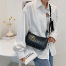 Fashion Women Stone Pattern Shoulder Bag Purse 2pcs Composite Bags (Black)