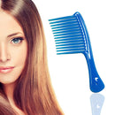 Large Wide Tooth Comb Handle Detangling Reduce Hair Loss Brush Tool (Blue) Newly
