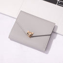 Pure Color Trifold PU Leather Coin Purse Women Simple Card Holder Short Walle