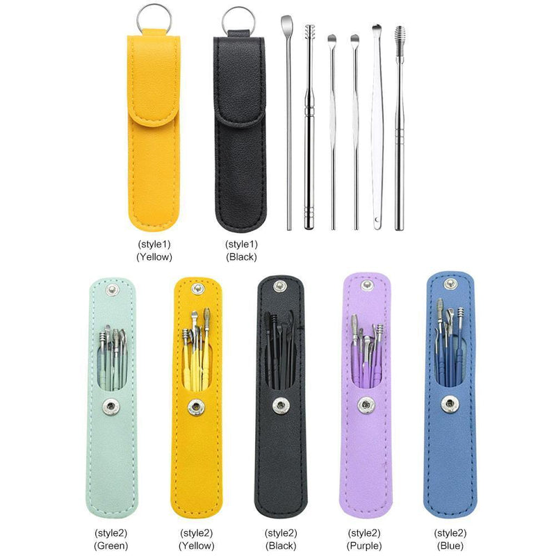 6pcs Ear Wax Picker Kit Health Care Curette Earpick Household Tool (Yellow)