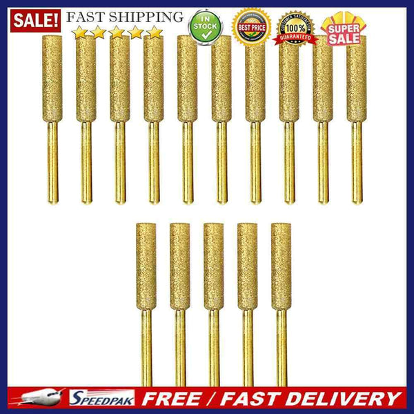 15pcs 4/4.8/5.5mm Diamond Coated Cylindrical Burr Stone File Chainsaw Sharp