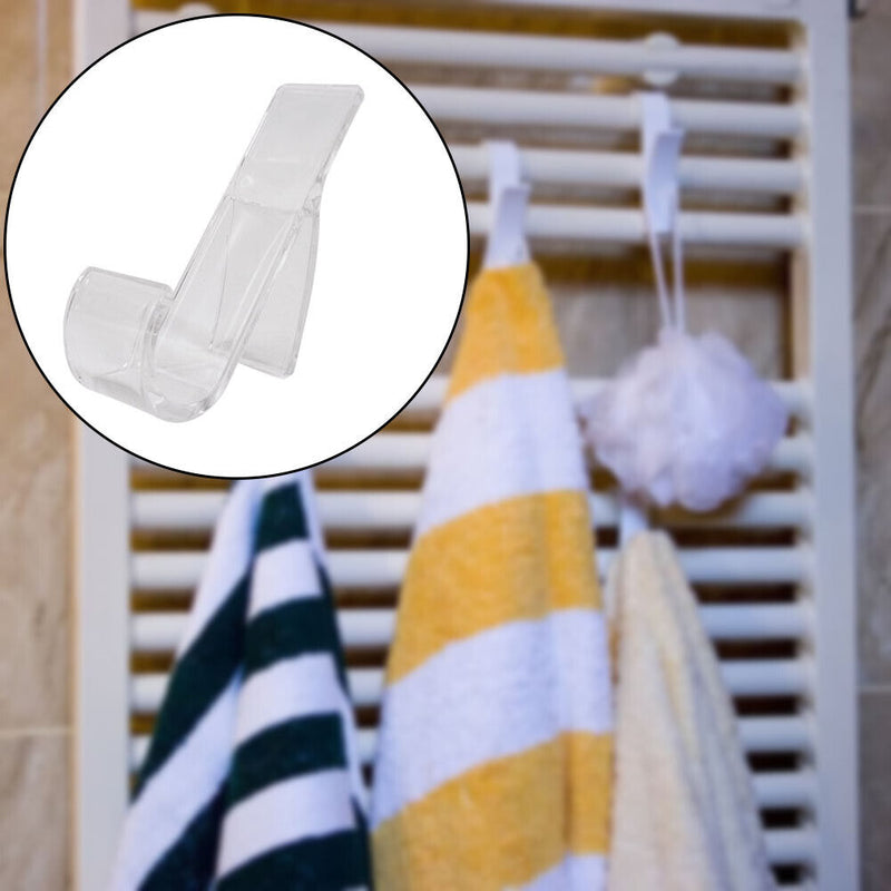 2pcs Hanger Clips for Heated Towel Radiator Rail Clothes Scarf Bath Hook Holder