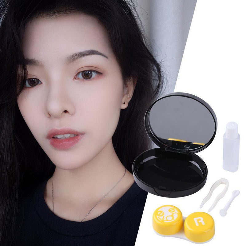 Portable Contact Lens Box Set Invisible Glasses Wearing Tool (Yellow)