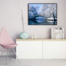 Hand Painted DIY Snow by Lake Oil Canvas Paint By Numbers Drawing Kit Craft