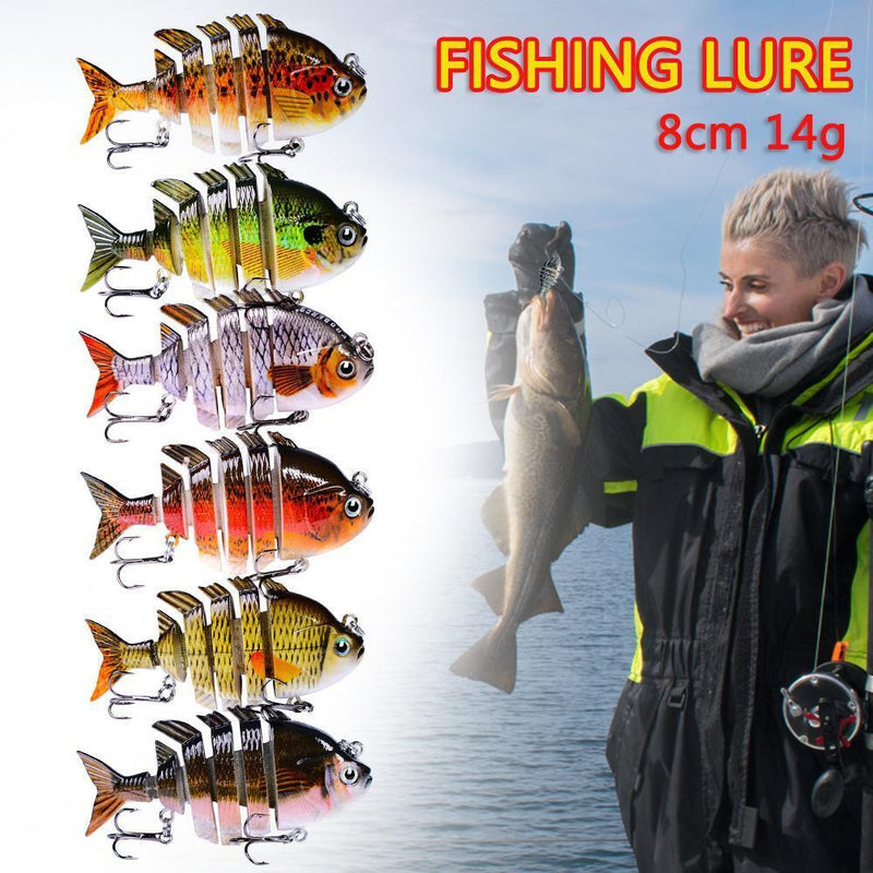Crankbait Fishing Lures 8cm 14g 6 Sections Artificial Wobbler Hard Bait (E)