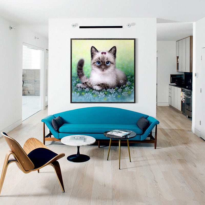 5D DIY Round Drill Diamond Painting Cat Cross Stitch Embroidery Mosaic Kit Newly