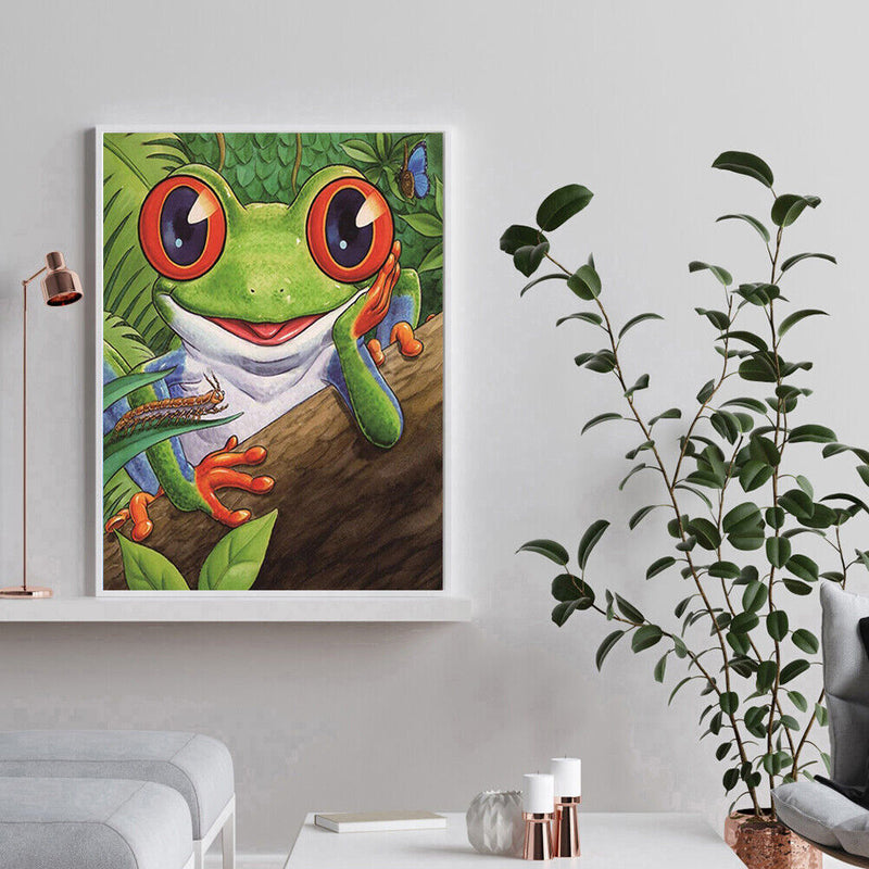 DIY Animal Frog Acrylic Drawing Oil Paint Kit by Numbers Coded Picture Kids