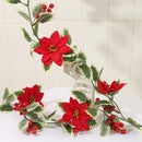 Red Berries Holly Leaves Rattan Christmas Flower Garland Home Decoration