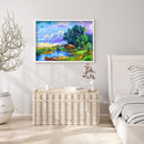 5D DIY Full Round Drill Diamond Painting Lake Scene Mosaic Rhinestone Draw
