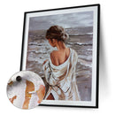 Frameless Oil Paint By Numbers DIY Girl Back Picture Craft Kit for Living Room