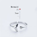 Tears Ring Wave Inlaid Diamond Ring Fishtail Fish Wave Crystal Opening Ring