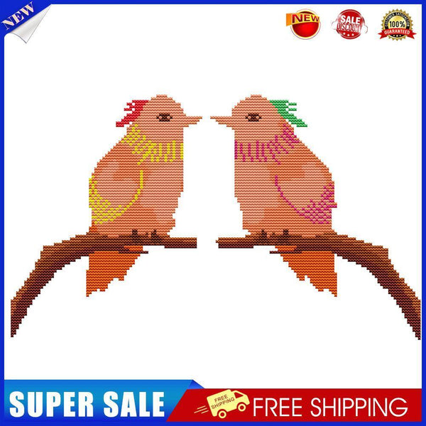 14CT Partial Cross Stitch Bird on Branch Stamped DIY Animal Embroidery Kits