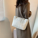 Metal Chain PU Quilted Crossbody Bag Female Solid Color Designer Top-handle Bag