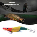 14cm 20g Luminous Wood Shrimp Fishing Lures Jigs Hooks Simulation Wobbler Bait