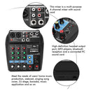 4 Channel Audio Sound Mixer Mini Mixing DJ Console with 48V Power (EU Plug)