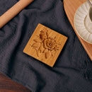 Wooden Cookie Mold Flower Pine Cone Shape Carved Stamp for Biscuit Baking Too