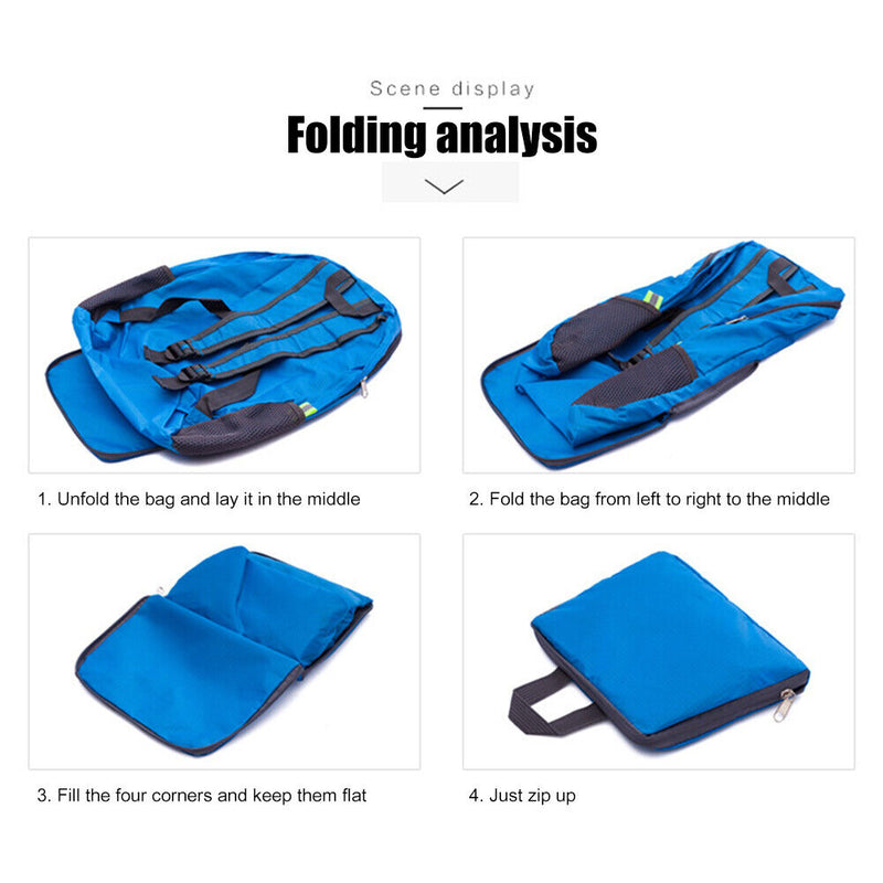 20L Men Women Backpack Folding Lightweight Trekking Travel Rucksack (Blue) Newly