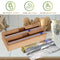 Cling Film Dispenser Wrap Tin Foil Cutter Wooden Storage Organizer (2 Grid)
