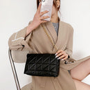 Pure Color Lattice Pattern PU Chain Shoulder Underarm Bag Women Flap Handbags