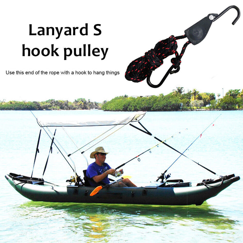 Adjustable Hanging Lanyard Tent Lamp Lifting Pulley Hook (1/4 inch Metal) Newly