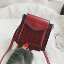 Rivet Stone Pattern Handbags Women Messenger Leather Shoulder Bag (Red)