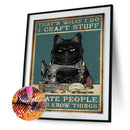 5D Black Cat Mosaic Diamond Painting Drawing Full Round Drill DIY Art Handcraft
