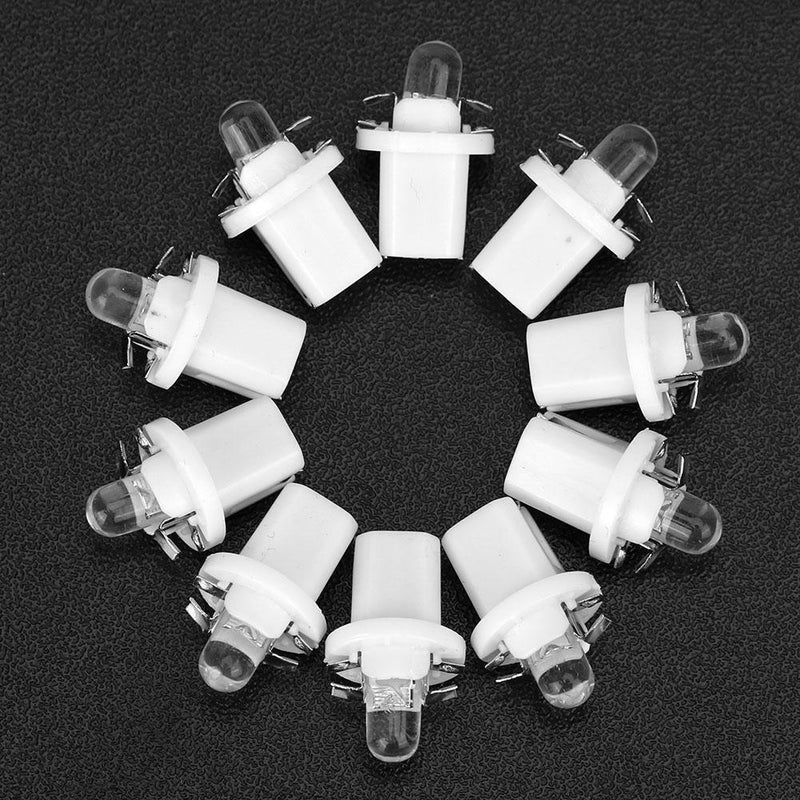 10pcs T5 B8.5D 5050 SMD LED Car Instrument Dashboard Light Bulbs (White) Newly
