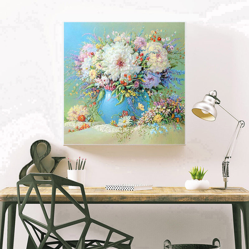 5D DIY Full Round Drill Diamond Painting Table Flowers Cross Stitch Embroidery