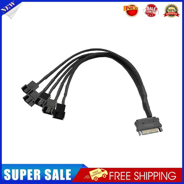 SATA Power Cable PC Cooling Fan Splitter Hub Converter (SATA to 5x4Pin)