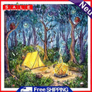 14CT Forest Camping Counted Embroidery DIY Full Cross Stitch Wall Art Craft Gift