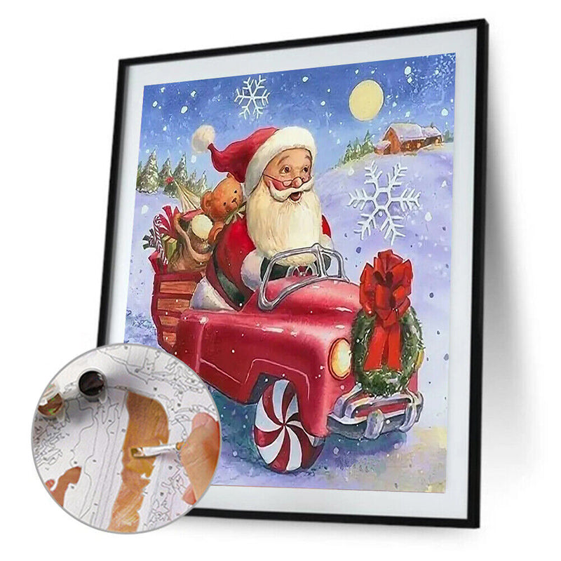 Hand Painted Oil Paint By Numbers Santa Claus Digital Drawing On Canvas Home Art