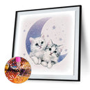 DIY Diamond Painting Embroidery Cute Cats Moon Full Drill Cross Stitch Kits