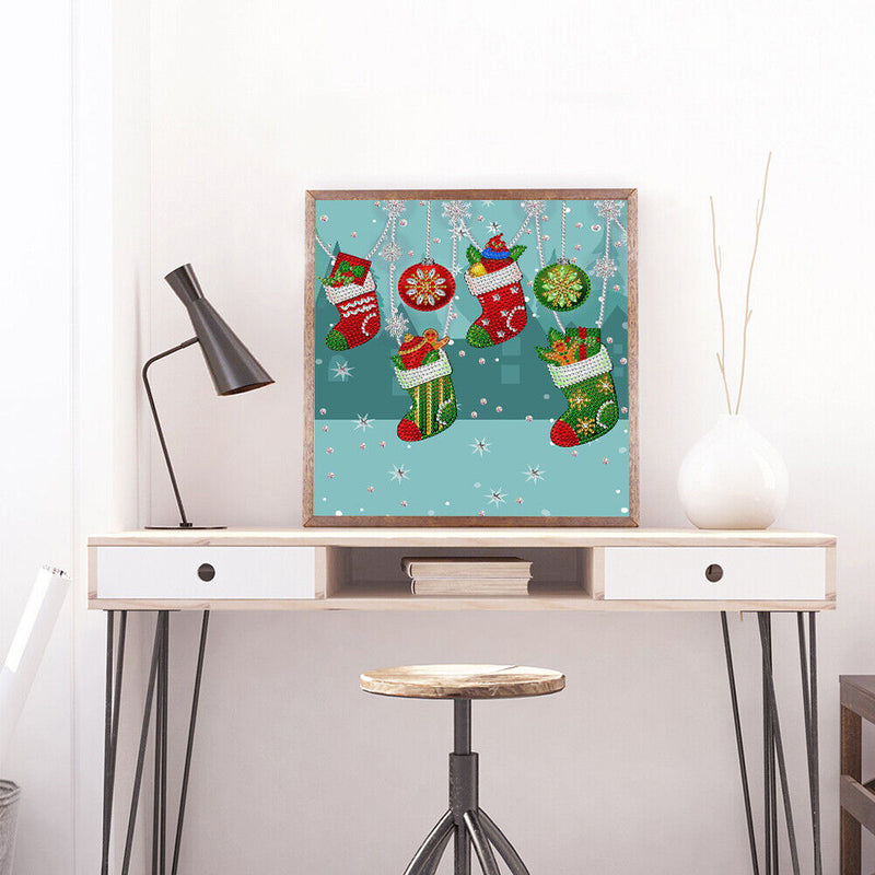 Partial Special Shape Drill Rhinestone Painting 5D DIY Christmas Socks Picture