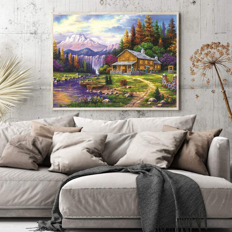 Paint By Numbers Lodge Between Mountains and Forests Painting Kit (B991)