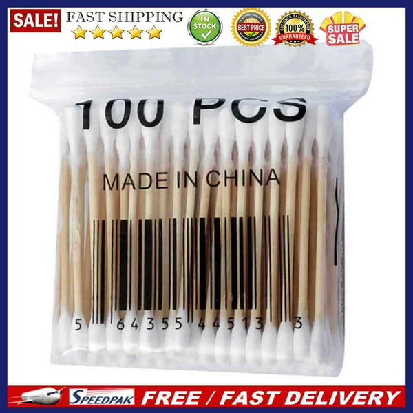 100pcs Double Head Disposable Cotton Stick Makeup Cotton Swab Ears Cleaning