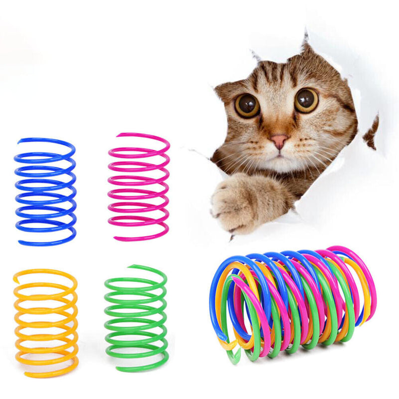 4pcs Interactive Cat Spring Toys Kitten Plastic Coil Spiral Springs Random