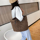Straw Beach Bag Rattan Woven Shoulder Bag Large Summer Vacation Shopping Handbag
