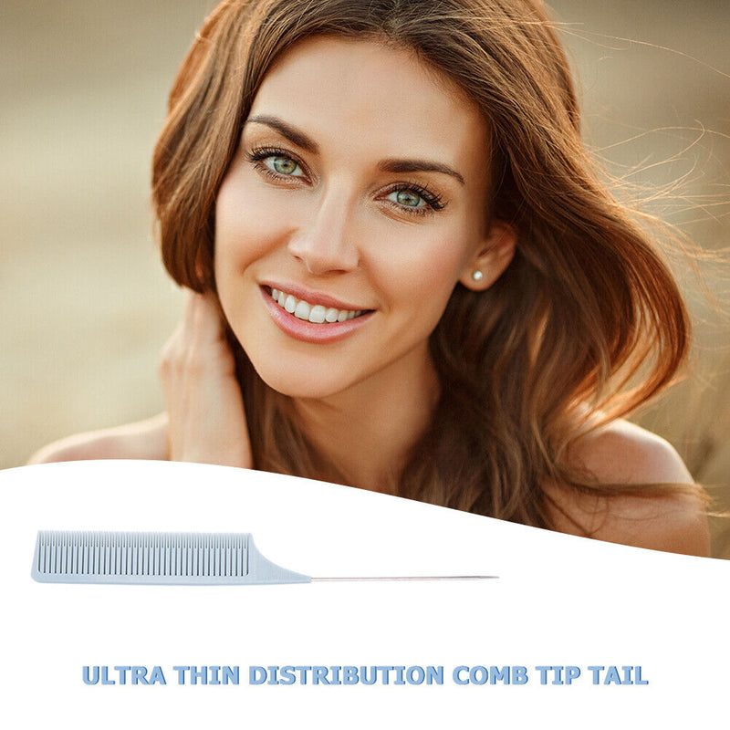 Pro Fine-Tooth Metal Pin Tail Comb Salon Home Plastic Hair Styling Dyeing Bru
