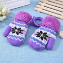 Casual Warm Unisex Children Knitted Elastic Ski Thickened Gloves(Purple)