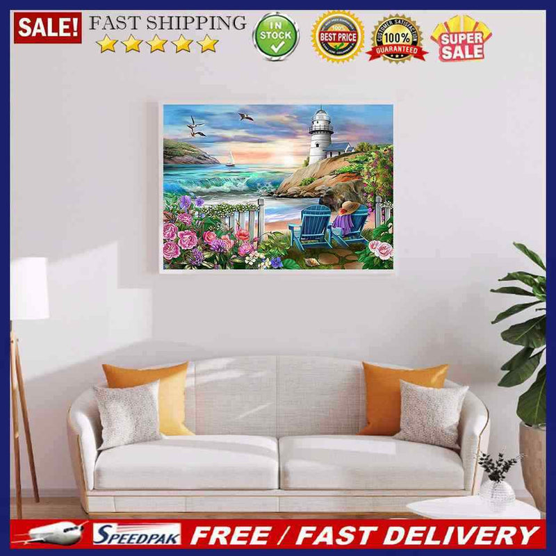 Seaside Lighthouse Diamond Painting Kits Full Square Drill Wall Art Decor (2)