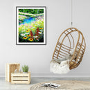 5D Diamond Painting DIY Riverside Flowers Full Round Drill Wall Decor Rhinest