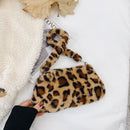 Portable Plush Shoulder Handbag Women Animal Print Underarm Bag Purse (6)