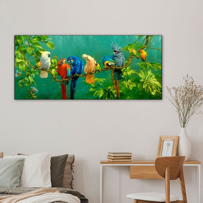 Parrots Oil Paint By Numbers Kits DIY Handpainted on Canvas Wall Animal Picture