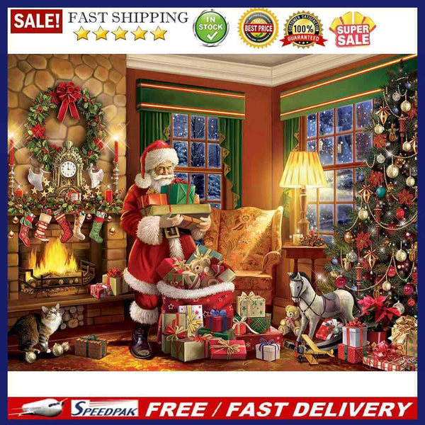 Cotton Thread Full Stamped Santa Claus Gifts Cross Stitch Embroidery Handicraft