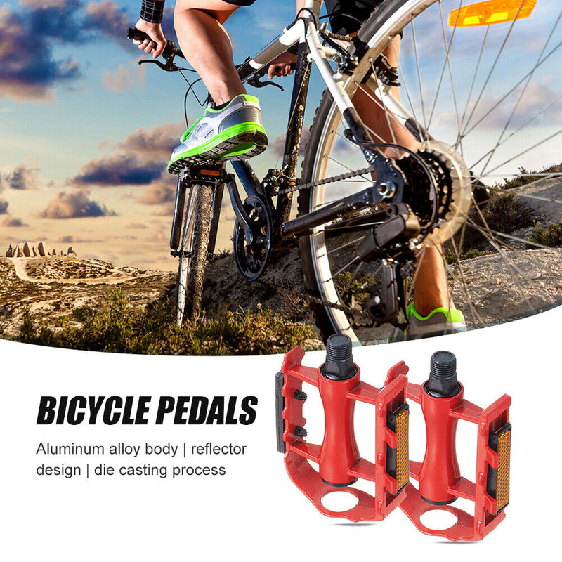 1 Pair Bearings Bicycle Pedals MTB Mountain Road Bike Flat Pedals (Red) Newly