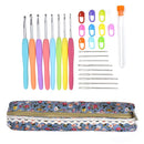 28pcs Metal Aluminum Crochet Hooks Yarn Wool Stitching Knitting Needles Set