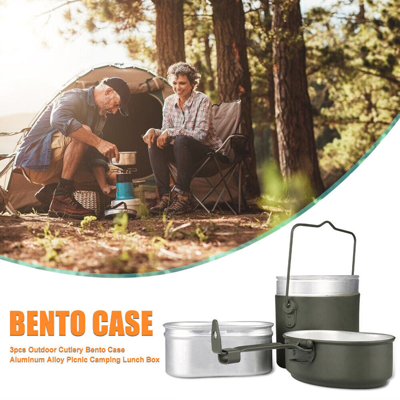 Camping Cookware Mess Kit - 3-Piece Aluminum Alloy Camping Pots and Pans Set