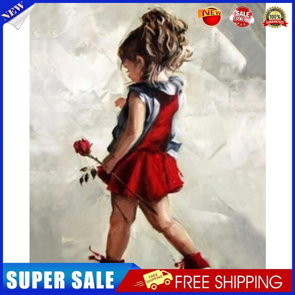 Red Skirt Girl Paint By Numbers Kit DIY Frameless Picture On Canvas (S438)