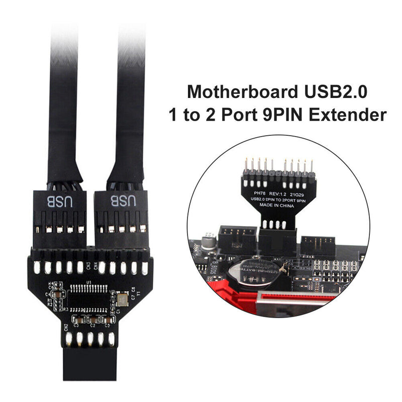 1 to 2 USB2.0 9Pin to USB3.0 19Pin Front Panel Plug Connector for Motherboard